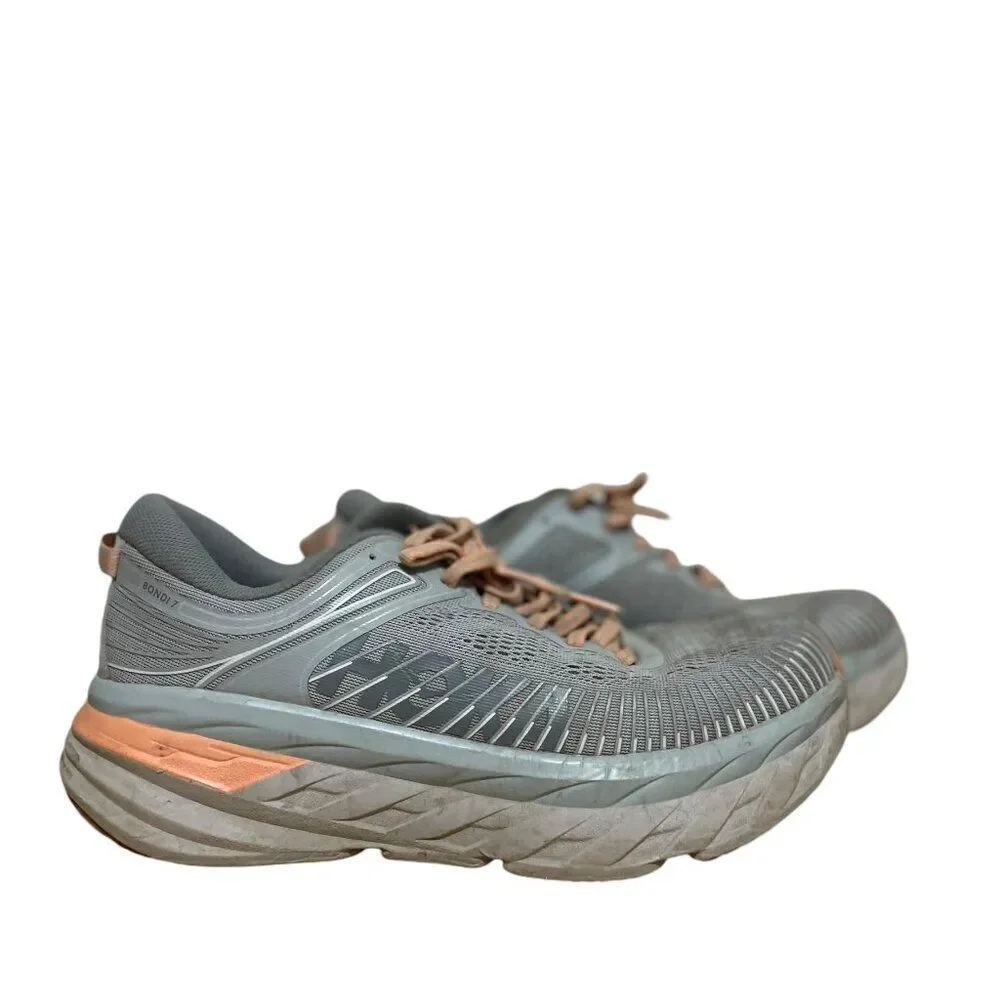 Hoka One One Bondi 7 Running Shoe Sneaker Harbor Mist/Shark Skin Women's Sz 9